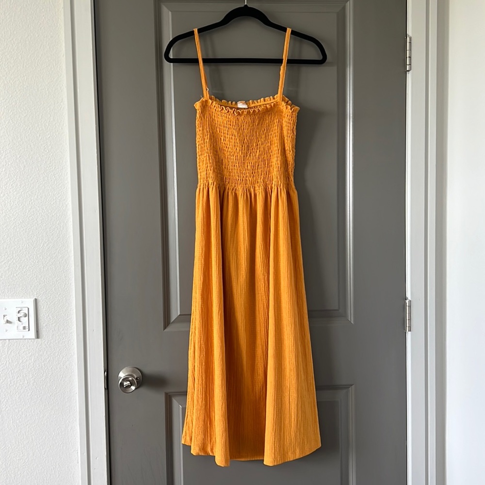 h&m yellow/orange midi dress
